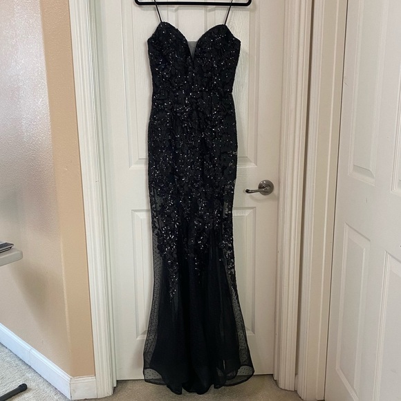 Windsor Livia Sequin Mesh Mermaid Dress Black Junior Size 5/6 - Picture 5 of 15